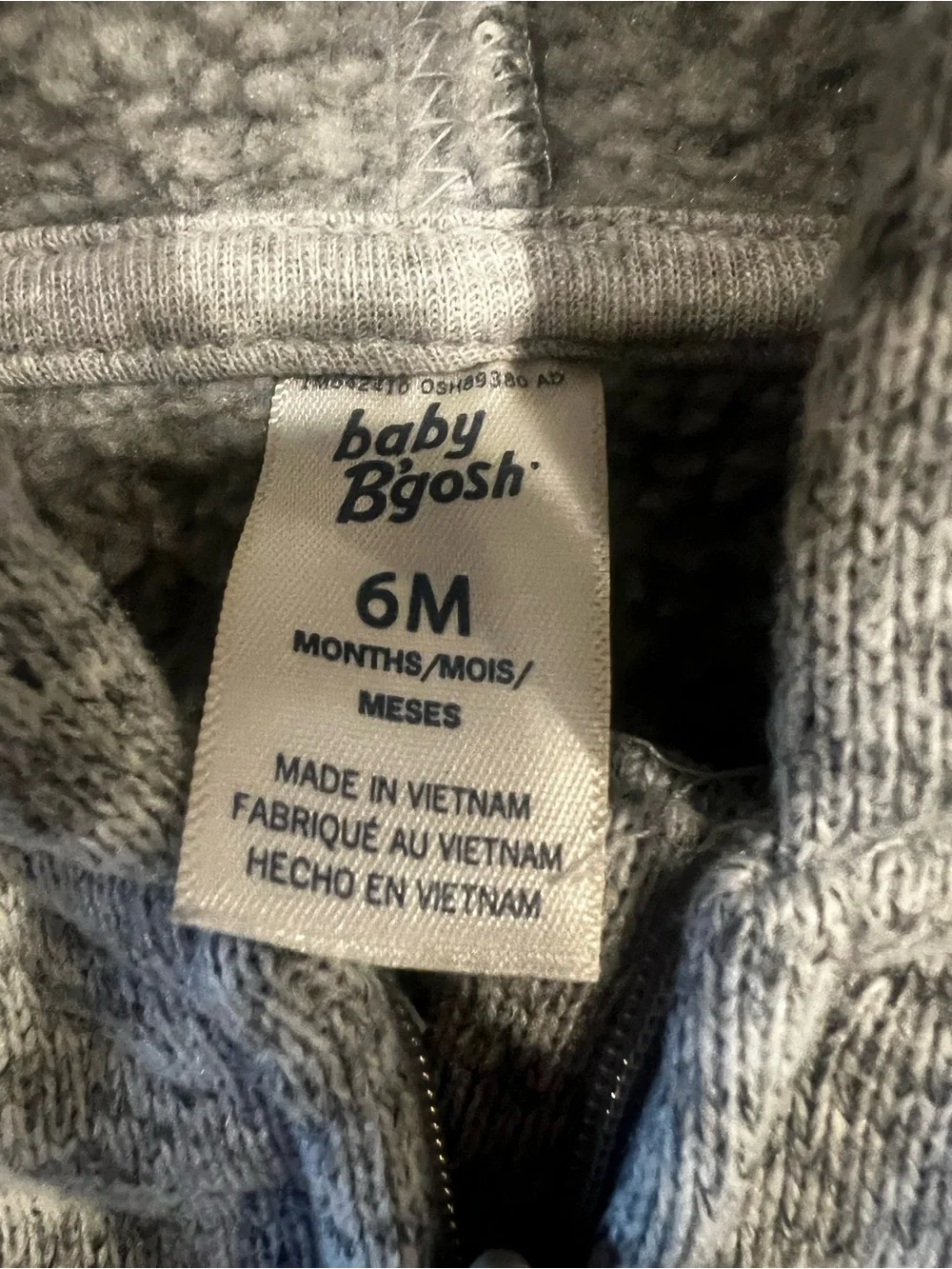 OshKosh B'gosh Gray Hooded Baby One-Piece Sweater Romper 6 months